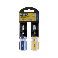 JUEGO DE DESTORNILLADORES TIPO TROMPO FOY 2DP42 CON 2 PIEZAS MANGO DE PVC COMBINADOS