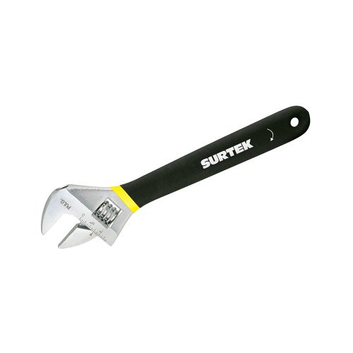 LLAVE AJUSTABLE SURTEK 508P CROMADA CON MANGO GRIP DE PLASTISOL 8''