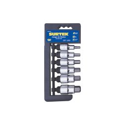 JUEGO DE DADOS SURTEK F58H01M CON 6 PIEZAS PUNTA HEXAGONAL MÉTRICOS CUADRO DE 1/2''