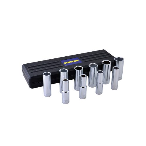 JUEGO DE DADOS LARGOS SURTEK F5800HL CON 10 PIEZAS EN PULGADAS CUADRO DE 1/2''