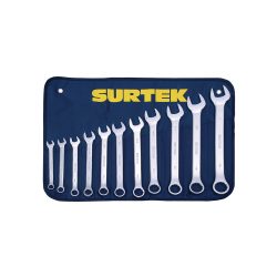 JUEGO DE LLAVES COMBINADAS SURTEK COM12 CON 11 PIEZAS SATINADAS EN PULGADAS