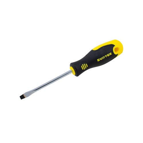 DESTORNILLADOR SURTEK D208 MANGO BIMATERIAL PUNTA PLANA BARRA REDONDA 3/8'' X 8''