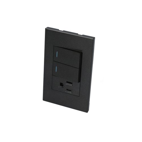 PLACA INTERRUPTOR SURTEK P626N CON 2 SWITCH 1 CONTACTO NEGRO 1/3