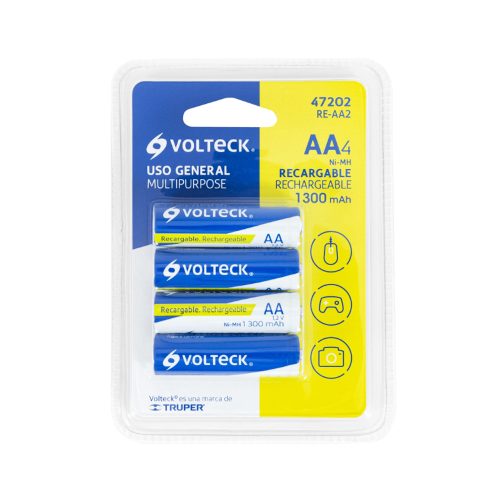 PILIAS AA, VOLTECK,RECARGABLES USO GENERAL, RE-AA2