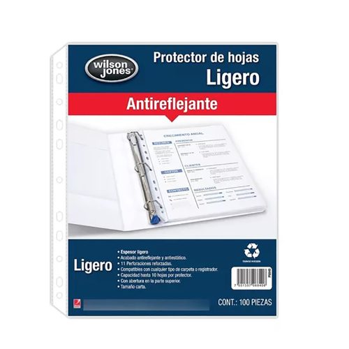PROTECTOR DE HOJA ACCO WILSON JONES P6840 PAQUETE CON 100 PIEZAS TAMAÑO CARTA