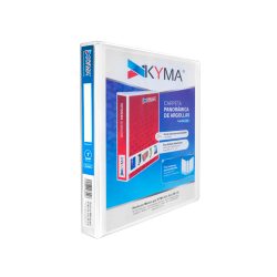 CARPETA KYMA BRILLANTE CPKCBHO-100-BCOF BALNCO TAMAÑO OFICIO CON ARILLO EN "O" DE 1"