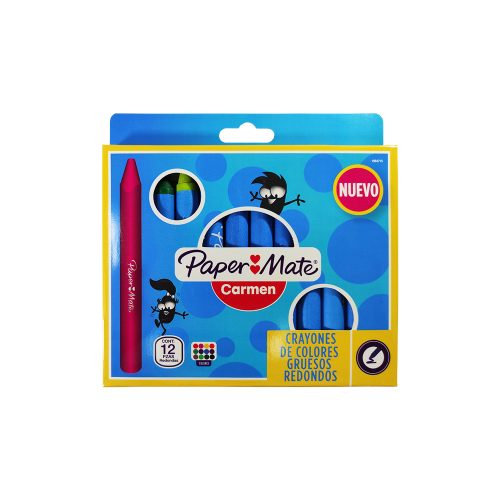 CRAYON PAPER MATE CARMEN PAQUETE CON 12 PIEZAS VARIOS COLORES CIRCULAR GRUESO