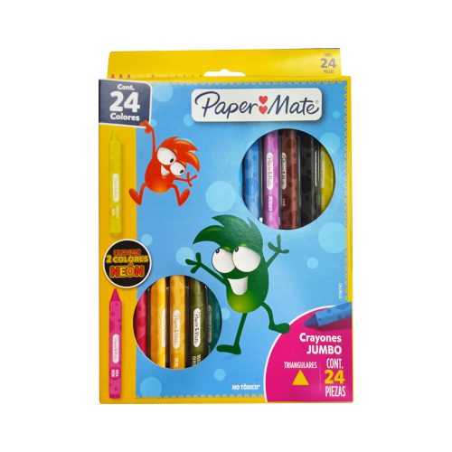 CRAYON JUMBO PAPER MATE 2136742 PAQUETE CON 24 PIEZAS VARIOS COLORES TRIANGULAR GRUESO
