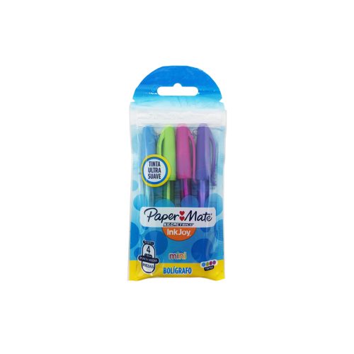 BOLIGRAFO PAPER MATE KILOMETRICO INKJOY MINI ST PAQUETE CON 4 PIEZAS PUNTA MEDIA 1.0 MILIMETRO