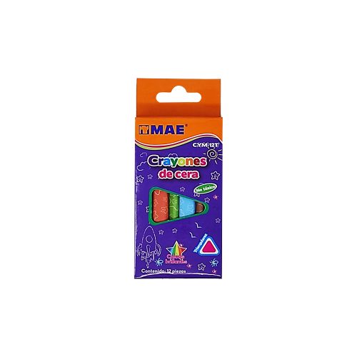 CRAYON MAE CYM-12T PAQUETE CON 12 PIEZAS VARIOS COLORES TRIANGULAR