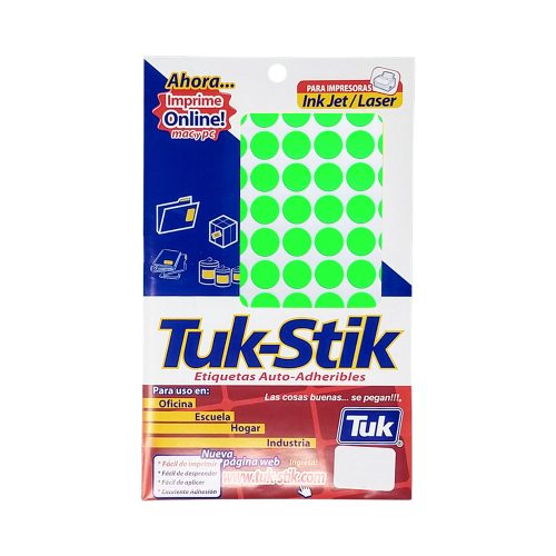 ETIQUETA ADHESIVA TUK-STIK C4 VERDE 00X19 MILIMETROS