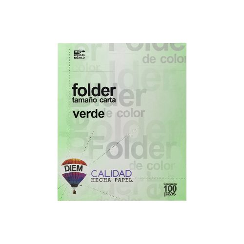 FOLDER TAMAÑO CARTA DIEM PASTEL VERDE 08 PAQUETE CON 100 PIEZAS