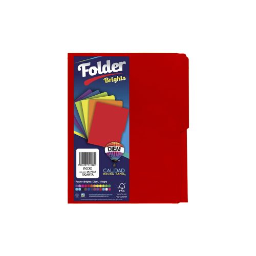 FOLDER TAMAÑO CARTA DIEM NEON ROJO PAQUETE CON 25 PIEZAS