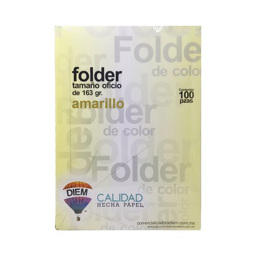 FOLDER TAMAÑO OFICIO DIEM PASTEL AMARILLO PAQUETE CON 100 PIEZAS