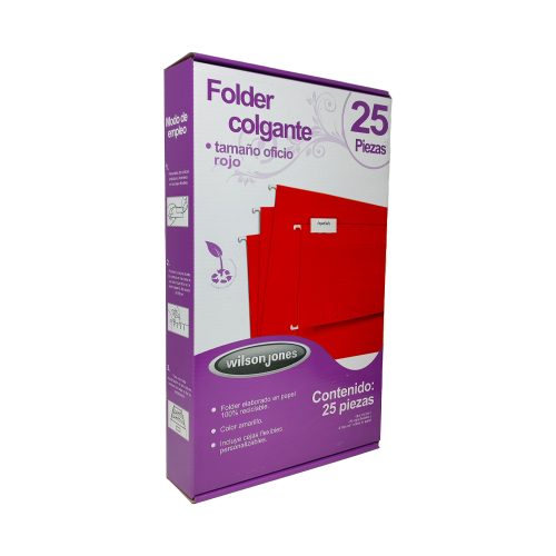 FOLDER TAMAÑO OFICIO COLGANTE ACCO WILSON JONES P3633 ROJO PAQUETE CON 25 PIEZAS - Image 2