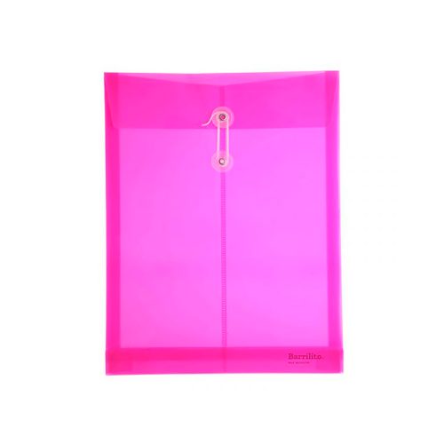 SOBRE PLASTICO BARRILITO 8273SCVR ROSA VERTICAL CON HILO TAMAÑO CARTA