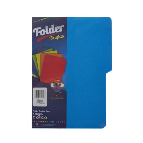 FOLDER TAMAÑO OFICIO DIEM BRIGHTS AZUL INTENSO 0030 PAQUETE CON 25 PIEZAS