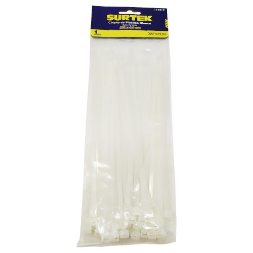 CINCHO PLASTICO SURTEK 114210 PAQUETE CON 50 PIEZAS COLOR NATURAL 203 X 4.6 MILIMETROS