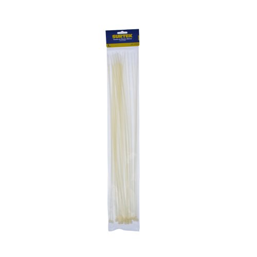 CINCHO PLASTICO SURTEK 114218 PAQUETE CON 25 PIEZAS BLANCO 500 X 4.8 MILIMETROS