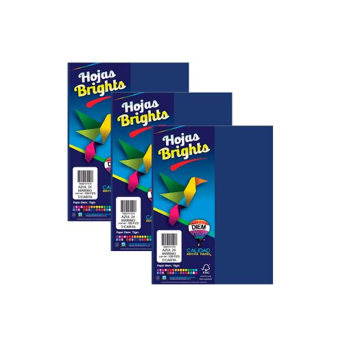 HOJA DE PAPEL DIEM BRIGHTS PAQUETE CON 100 PIEZAS AZUL MARINO 24 NEON TAMAÑO CARTA 75 GRAMOS - Image 2