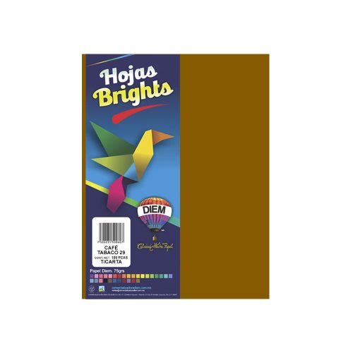 HOJA DE PAPEL DIEM PAQUETE CON 100 PIEZAS NEON CAFE TABACO 29 TAMAÑO CARTA 75 GRAMOS