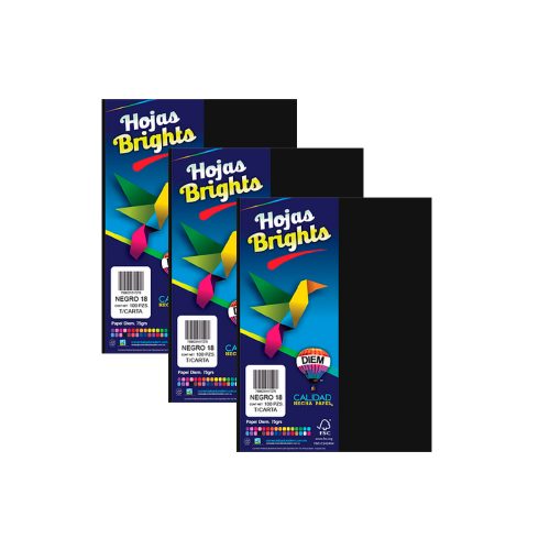 HOJA DE PAPEL DIEM BRIGHTS PAQUETE CON 100 PIEZAS NEGRO 18 TAMAÑO CARTA 75 GRAMOS - Image 2