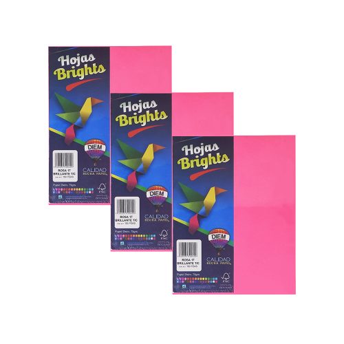 HOJA DE PAPEL DIEM BRIGHTS PAQUETE CON 100 PIEZAS ROSA BRILLANTE 17 TAMAÑO CARTA - Image 2