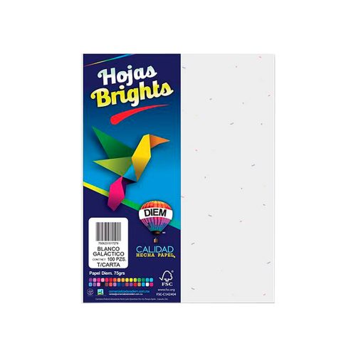 HOJA DE PAPEL DIEM BRIGHTS PAQUETE CON 100 PIEZAS BLANCO GALACTICO 31 TAMAÑO CARTA
