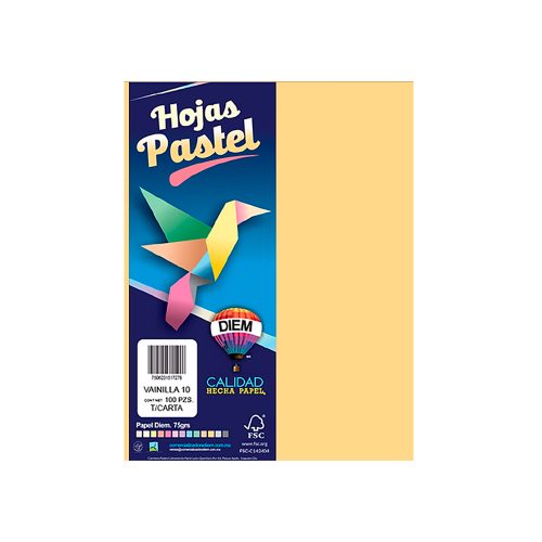 HOJA DE PAPEL DIEM PASTEL PAQUETE CON 100 PIEZAS VAINILLA 10 TAMAÑO CARTA