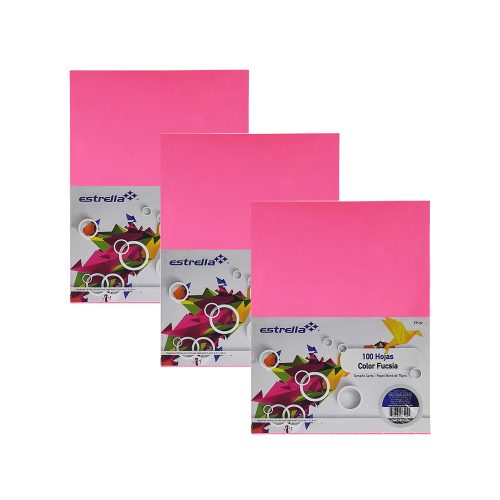 HOJA DE PAPEL ESTRELLA FP-02 PAQUETE CON 100 PIEZAS FUCSIA NEON TAMAÑO CARTA 75 GRAMOS - Image 2