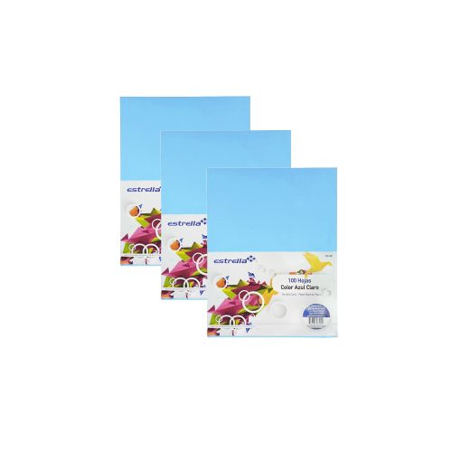 HOJA DE PAPEL ESTRELLA CC-42 PAQUETE CON 100 PIEZAS AZUL CLARO TAMAÑO CARTA 75 GRAMOS - Image 2