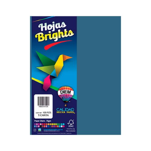HOJA DE PAPEL DIEM BRIGHTS PAQUETE CON 100 PIEZAS AZUL PLUMBAGO 34 TAMAÑO CARTA 75 GRAMOS