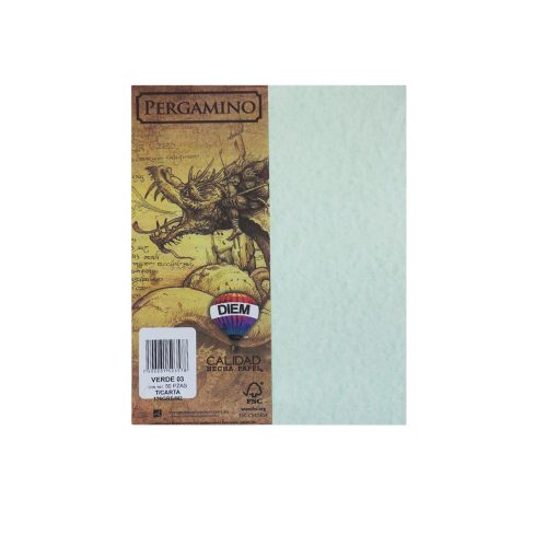 HOJA PERGAMINO PAPEL DIEM VERDE03 PAQUETE CON 100 PIEZAS TAMAÑO CARTA 90 GRAMOS