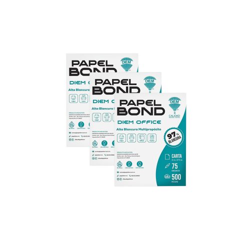HOJA DE PAPEL BOND DIEM BOND BCO PAQUETE 500 PIEZAS TAMAÑO CARTA 97% BLANCURA 21.6X 27.9 CENTIMETROS - Image 2