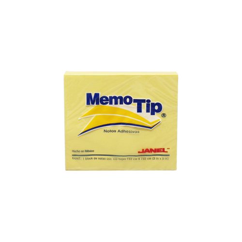 BLOCK DE NOTAS ADHESIVAS JANEL MEMOTIP 100 HOJAS AMARILLO 3'' X 3''