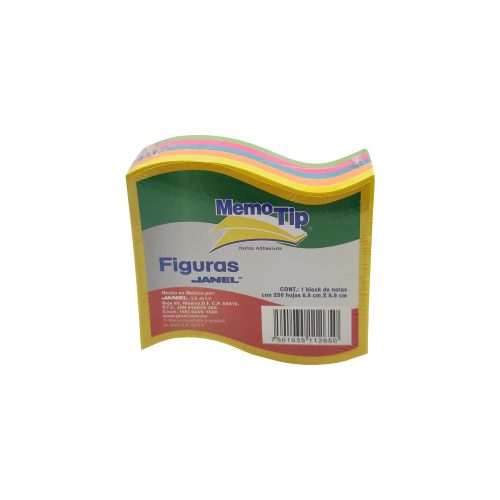 BLOCK DE NOTAS ADHESIVAS JANEL MEMOTIP 250 HOJAS NEON FORMA DE BANDERA 6.8 X 6.9 CENTIMETROS