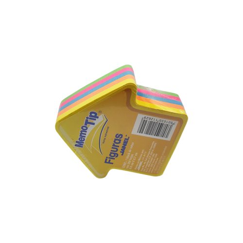 BLOCK DE NOTAS ADHESIVAS JANEL MEMOTIP 250 HOJAS NEON FORMA DE FLECHA 6.6 X 6.7 CENTIMETROS