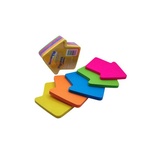 BLOCK DE NOTAS ADHESIVAS JANEL MEMOTIP 250 HOJAS NEON FORMA DE FLECHA 6.6 X 6.7 CENTIMETROS - Image 3