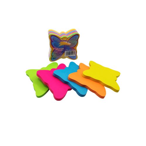 BLOCK DE NOTAS ADHESIVAS JANEL MEMOTIP 250 HOJAS NEON FORMA DE MARIPOSA 6 X 6.3 CENTIMETROS - Image 3