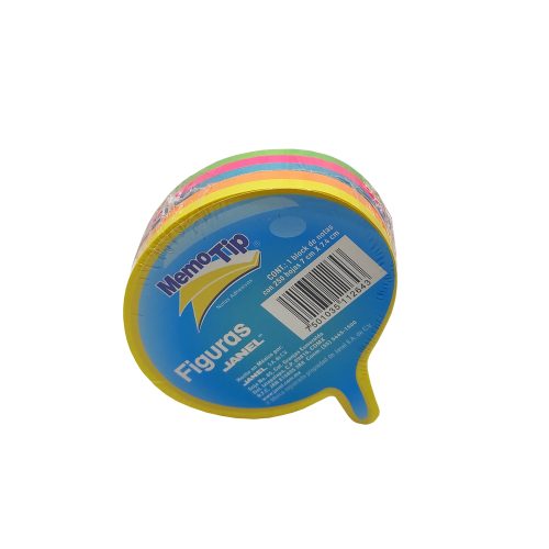 BLOCK DE NOTAS ADHESIVAS JANEL MEMOTIP 250 HOJAS NEON FORMA DE DIALOGO 7 X 7.4 CENTIMETROS