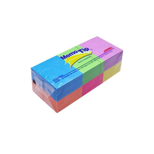 BLOCK DE NOTAS ADHESIVAS JANEL MEMOTIP 12 BLOCS DE 100 HOJAS C/U NEON 3.81 X 5.08 CENTÍMETROS - Image 2