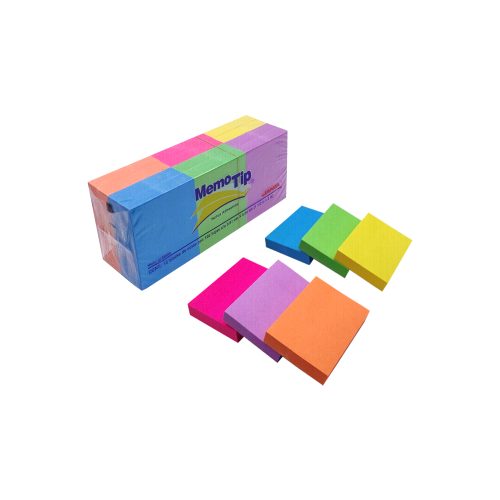 BLOCK DE NOTAS ADHESIVAS JANEL MEMOTIP 12 BLOCS DE 100 HOJAS C/U NEON 3.81 X 5.08 CENTÍMETROS - Image 3