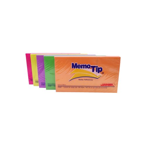 BLOCK DE NOTAS ADHESIVAS JANEL MEMOTIP 100 HOJAS NEON 7.62 X 12.7 CENTIMETROS - Image 3