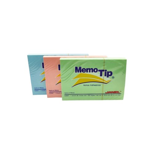 BLOCK DE NOTAS ADHESIVAS JANEL MEMOTIP 100 HOJAS PASTEL 7.62 X 10.2 CENTIMETROS - Image 3