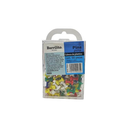 PIN BARRILITO PIN13 PAQUETE CON 100 PIEZAS VARIOS COLORES