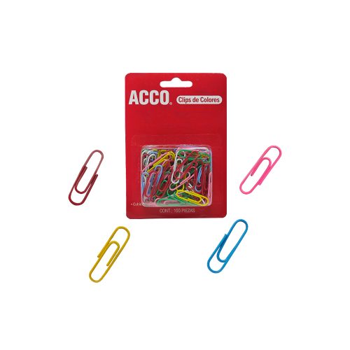 CLIP ESTANDAR ACCO P6130 BLISTER CON 100 PIEZAS VARIOS COLORES 28 MILÍMETROS - Image 2