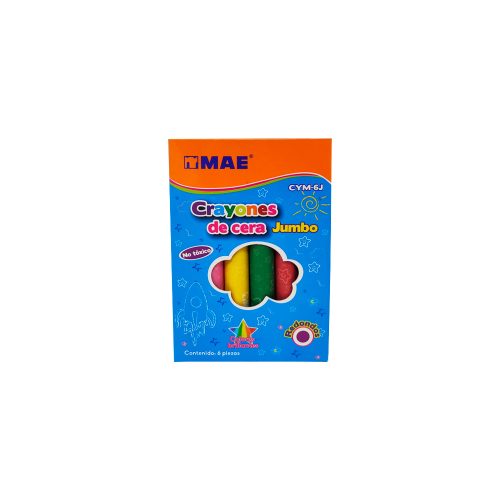 CRAYON MAE CYM-6J PAQUETE CON 6 PIEZAS VARIOS COLORES CIRCULAR JUMBO