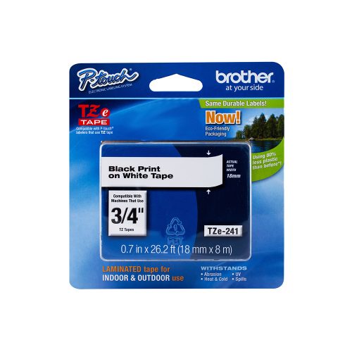 CINTA PLASTICA BROTHER TZE241 NEGRO SOBRE BLANCO 18 MILIMETROS X 8 M