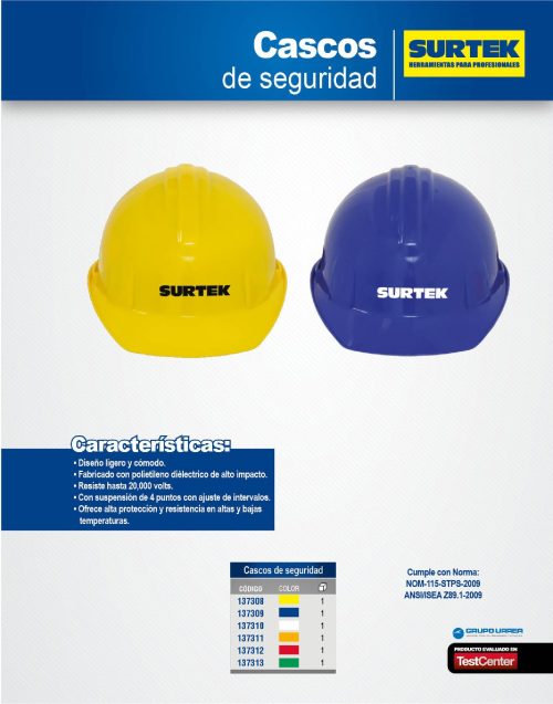 CASCO DE SEGURIDAD SURTEK 137310 BLANCO CON AJUSTE DE INTERVALOS - Image 2