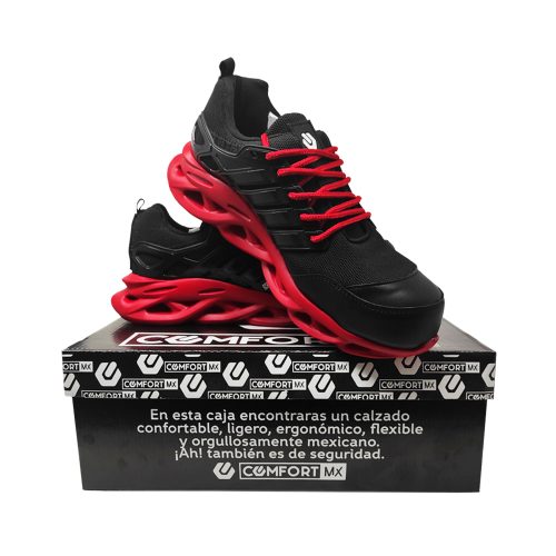 ZAPATO DE SEGURIDAD COMFORT MX TJ204 NEGRO ROJO TALLA 22 - Image 3